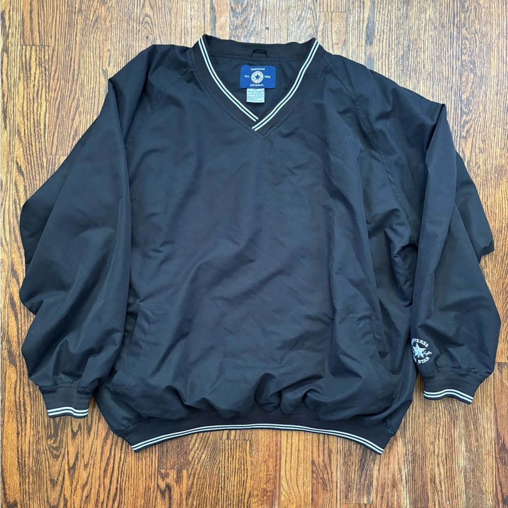 Classic Converse Black V-Neck Men's pullover windbreaker
